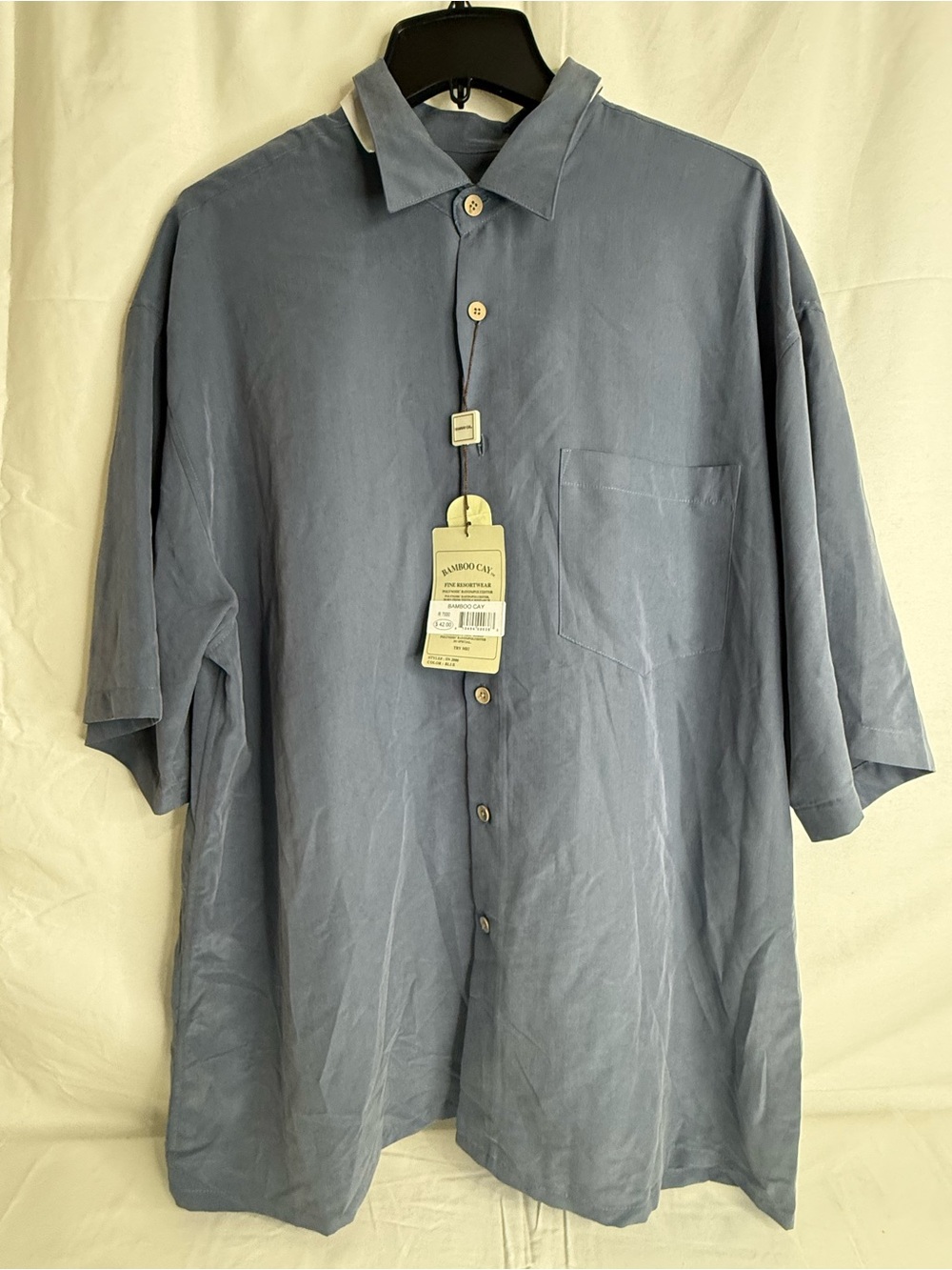 BAMBOO Cay Men's Short-Sleeve Button-Down Shirt in Dusty Blue